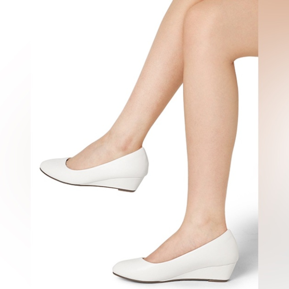 Dream Pairs White Wedge Heel Pump Shoes